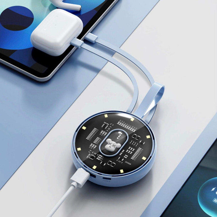 TUTT P3 Power Bank 10,000mAh Portable Charger Fast Charging Built-in 3 Cables Mini Powerbank With LED Night Light for iPhone Samsung Huawei - TUTT