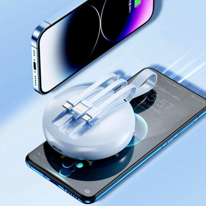 TUTT P3 Power Bank 10,000mAh Portable Charger Fast Charging Built-in 3 Cables Mini Powerbank With LED Night Light for iPhone Samsung Huawei - TUTT