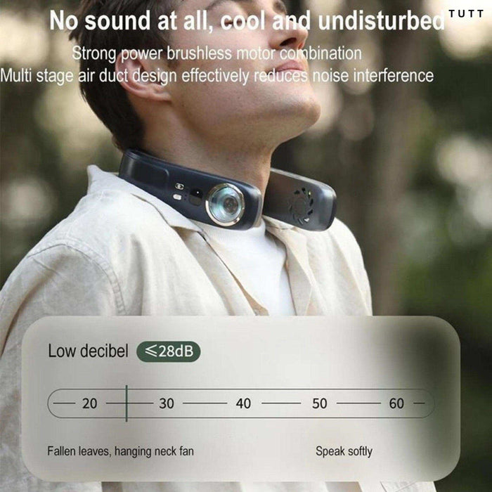 TUTT Portable Neck Cooling Neck Blade-less | Back Neck Cooling Plate- Refrigeration Mode | Rechargeable 4000mAh Battery | Ambient Light | USB Mini Air Conditioner | White - TUTT
