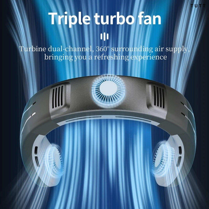 TUTT Portable Neck Cooling Neck Blade-less | Back Neck Cooling Plate- Refrigeration Mode | Rechargeable 4000mAh Battery | Ambient Light | USB Mini Air Conditioner | White - TUTT