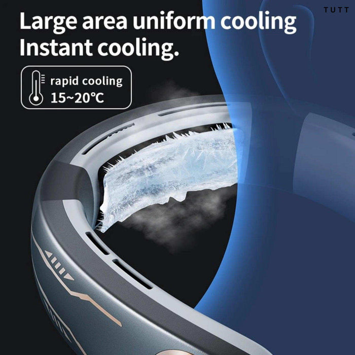 TUTT Portable Neck Cooling Neck Blade-less | Back Neck Cooling Plate- Refrigeration Mode | Rechargeable 4000mAh Battery | Ambient Light | USB Mini Air Conditioner | White - TUTT