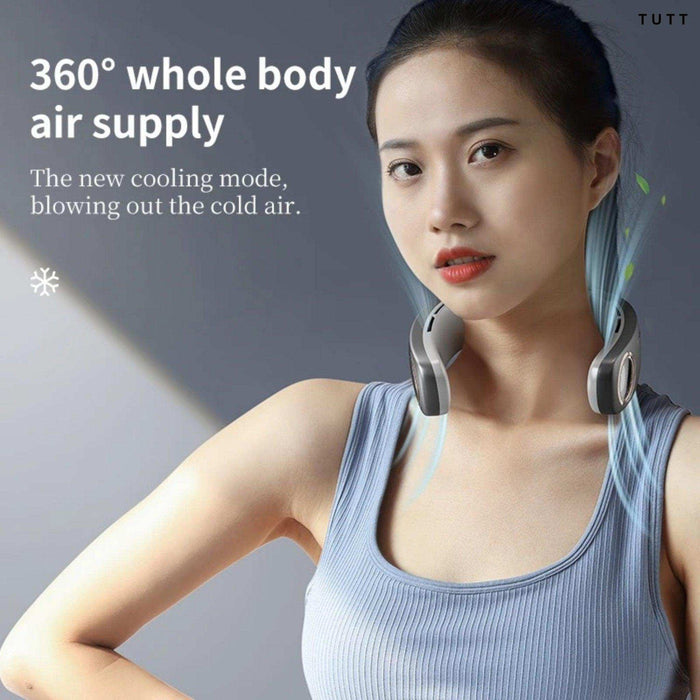 TUTT Portable Neck Cooling Neck Blade-less | Back Neck Cooling Plate- Refrigeration Mode | Rechargeable 4000mAh Battery | Ambient Light | USB Mini Air Conditioner | White - TUTT