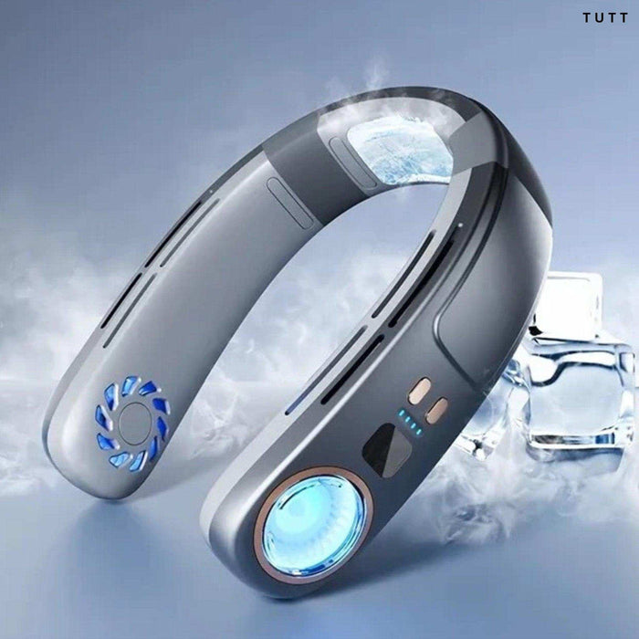 TUTT Portable Neck Cooling Neck Blade-less | Back Neck Cooling Plate- Refrigeration Mode | Rechargeable 4000mAh Battery | Ambient Light | USB Mini Air Conditioner | White - TUTT