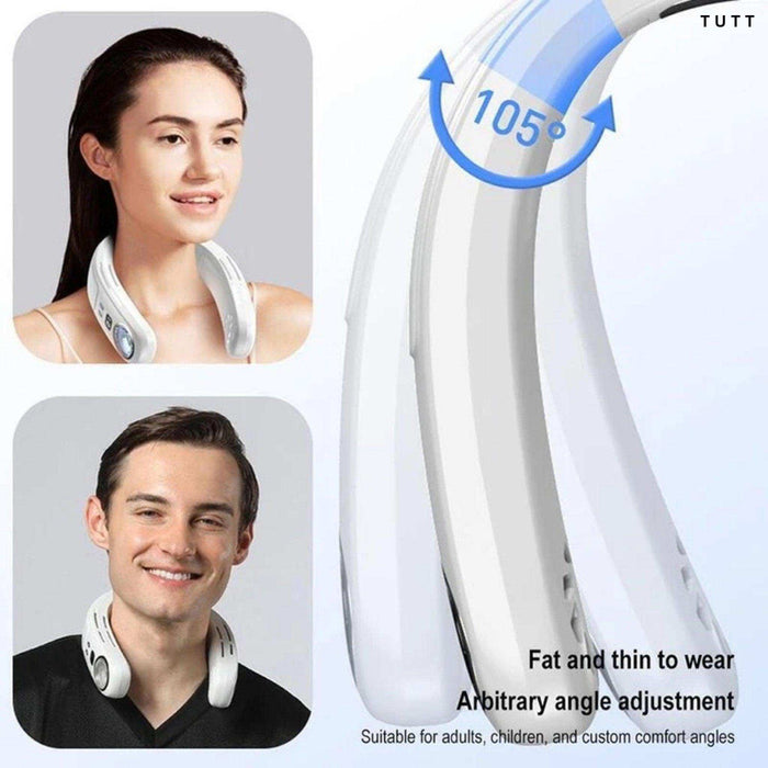 TUTT Portable Neck Cooling Neck Blade-less | Back Neck Cooling Plate- Refrigeration Mode | Rechargeable 4000mAh Battery | Ambient Light | USB Mini Air Conditioner | White - TUTT