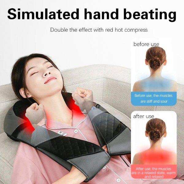 TUTT Premium Shiatsu Neck and Shoulder Massager With Carrying Bag, Deep Tissue 3D Kneading Shoulder Neck Back Massager Soothing Heat, Waist Massage Pillow Wall & Car Charger (2) - TUTT