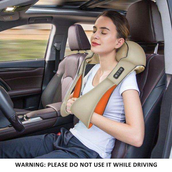 TUTT Premium Shiatsu Neck and Shoulder Massager With Carrying Bag, Deep Tissue 3D Kneading Shoulder Neck Back Massager Soothing Heat, Waist Massage Pillow Wall & Car Charger (2) - TUTT