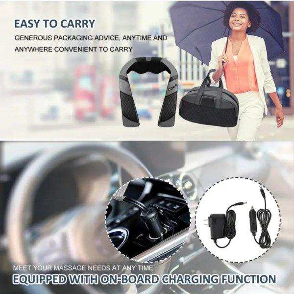 TUTT Premium Shiatsu Neck and Shoulder Massager With Carrying Bag, Deep Tissue 3D Kneading Shoulder Neck Back Massager Soothing Heat, Waist Massage Pillow Wall & Car Charger (2) - TUTT
