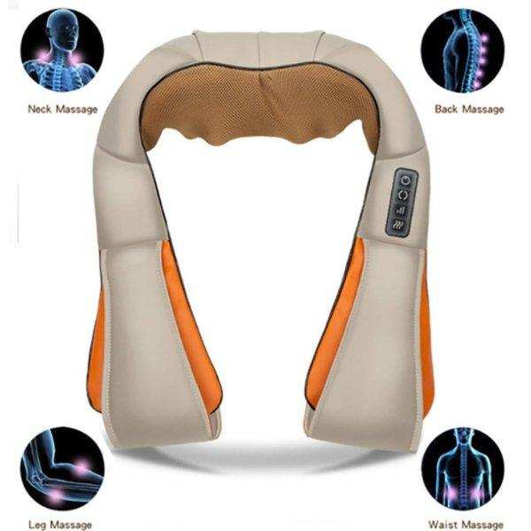 TUTT Premium Shiatsu Neck and Shoulder Massager With Carrying Bag, Deep Tissue 3D Kneading Shoulder Neck Back Massager Soothing Heat, Waist Massage Pillow Wall & Car Charger (2) - TUTT