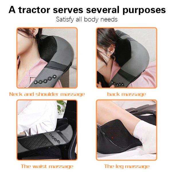 TUTT Premium Shiatsu Neck and Shoulder Massager With Carrying Bag, Deep Tissue 3D Kneading Shoulder Neck Back Massager Soothing Heat, Waist Massage Pillow Wall & Car Charger (2) - TUTT