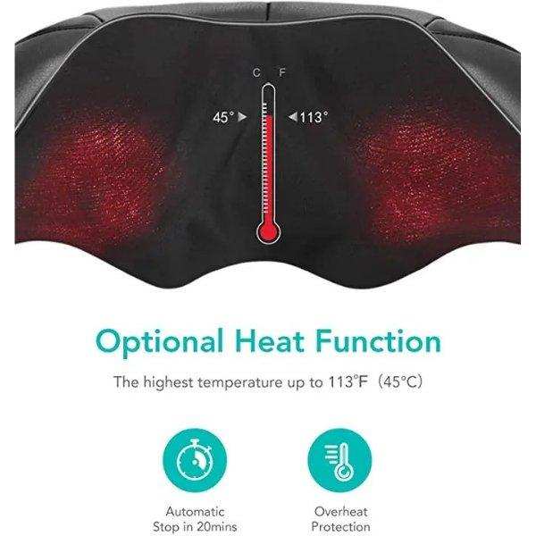 TUTT Premium Shiatsu Neck and Shoulder Massager With Carrying Bag, Deep Tissue 3D Kneading Shoulder Neck Back Massager Soothing Heat, Waist Massage Pillow Wall & Car Charger (2) - TUTT