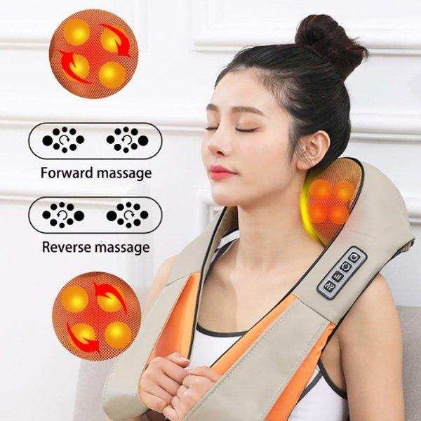 TUTT Premium Shiatsu Neck and Shoulder Massager With Carrying Bag, Deep Tissue 3D Kneading Shoulder Neck Back Massager Soothing Heat, Waist Massage Pillow Wall & Car Charger (2) - TUTT
