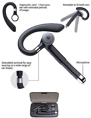 TUTT Professional Wireless Single Stereo Headset with Microphone | Handsfree Noise Cancelling Single Headset with Microphone for Trucker Business Travel Driving - TUTT