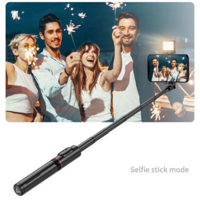TUTT Q12 Selfie Stick Phone Holder with Fill-light Backlight | Detachable Remote Control | Foldable Rotatable 360" - TUTT