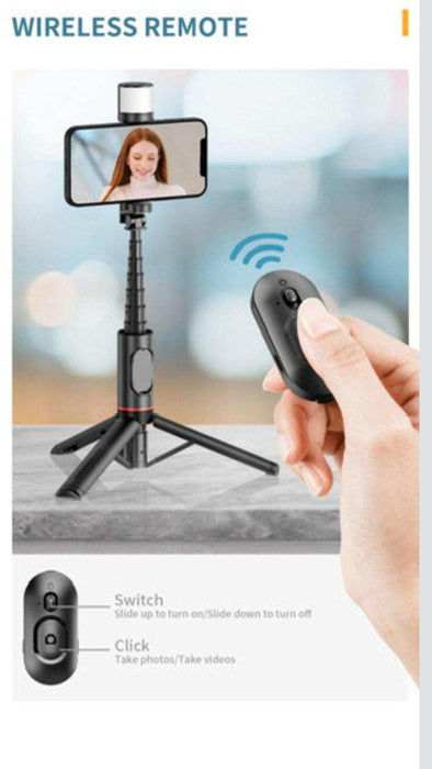 TUTT Q12 Selfie Stick Phone Holder with Fill-light Backlight | Detachable Remote Control | Foldable Rotatable 360" - TUTT