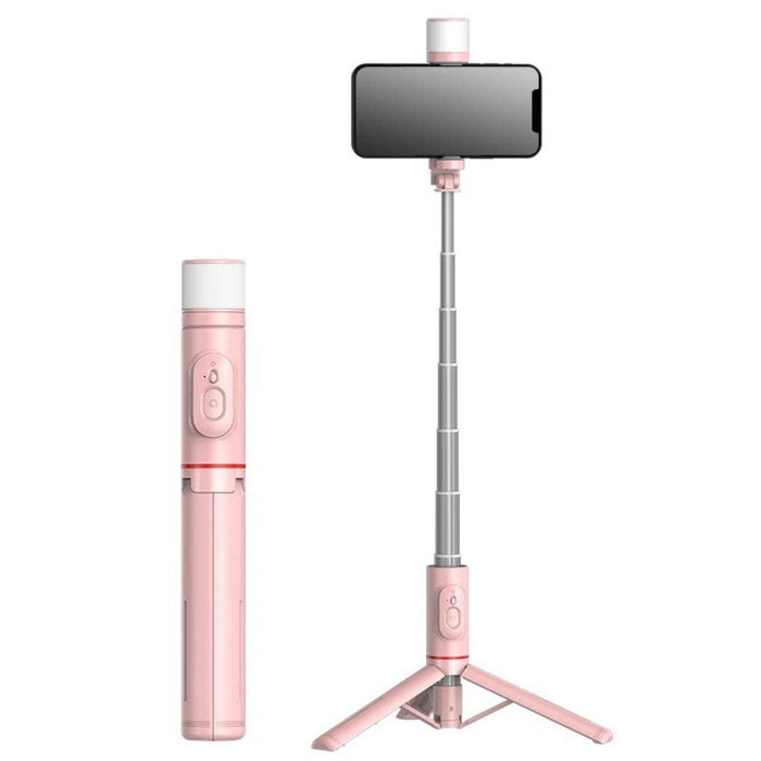 TUTT Q12 Selfie Stick Phone Holder with Fill-light Backlight | Detachable Remote Control | Foldable Rotatable 360" - TUTT