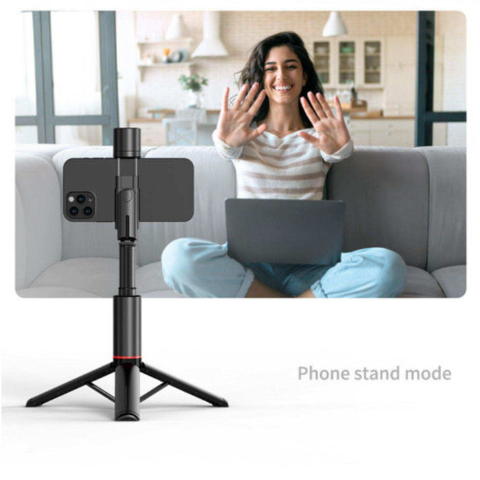 TUTT Q12 Selfie Stick Phone Holder with Fill-light Backlight | Detachable Remote Control | Foldable Rotatable 360" - TUTT