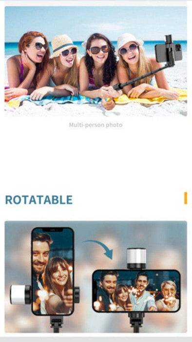 TUTT Q12 Selfie Stick Phone Holder with Fill-light Backlight | Detachable Remote Control | Foldable Rotatable 360" - TUTT