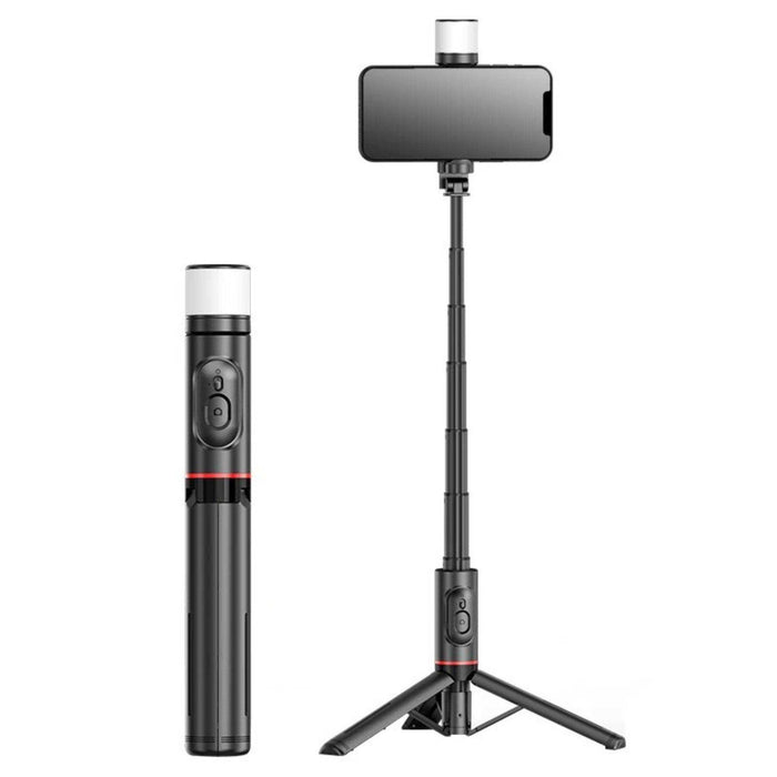 TUTT Q12 Selfie Stick Phone Holder with Fill-light Backlight | Detachable Remote Control | Foldable Rotatable 360" - TUTT