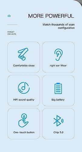 TUTT Right Ear Hook with Microphone BT 5.1+EDR Handsfree Earphones Single Ear Hook HD Call Business | Driving | 15 Hrs Call and Music | iOS Android - TUTT