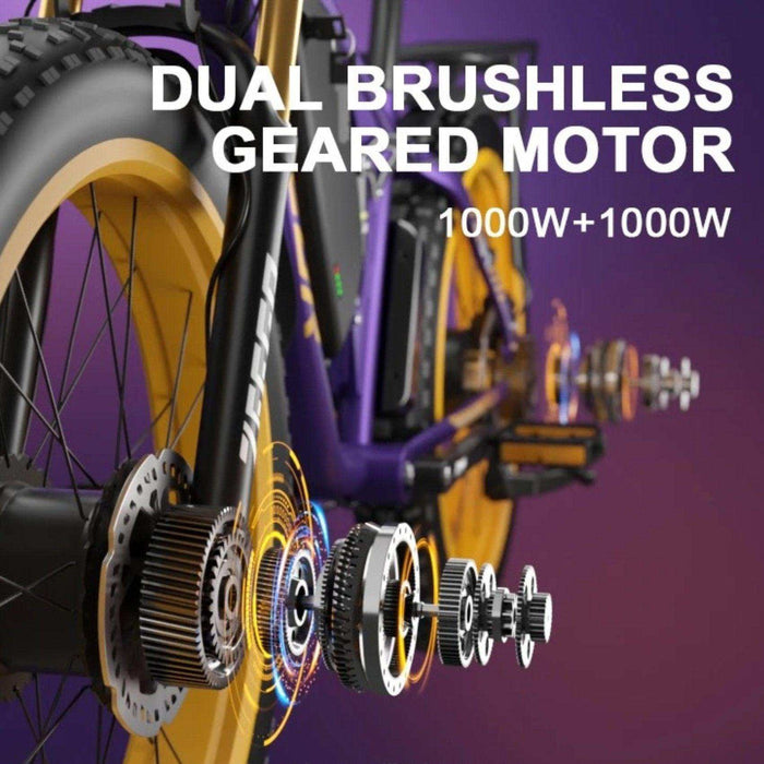 TUTT S1-BOOM Electric Bike 48V 2000W 48V 22.4Ah 35MPH 26" Dual Suspension Hydraulic Disc Brake 7 Speed E Bike Bicycle Mountain Ebike - TUTT