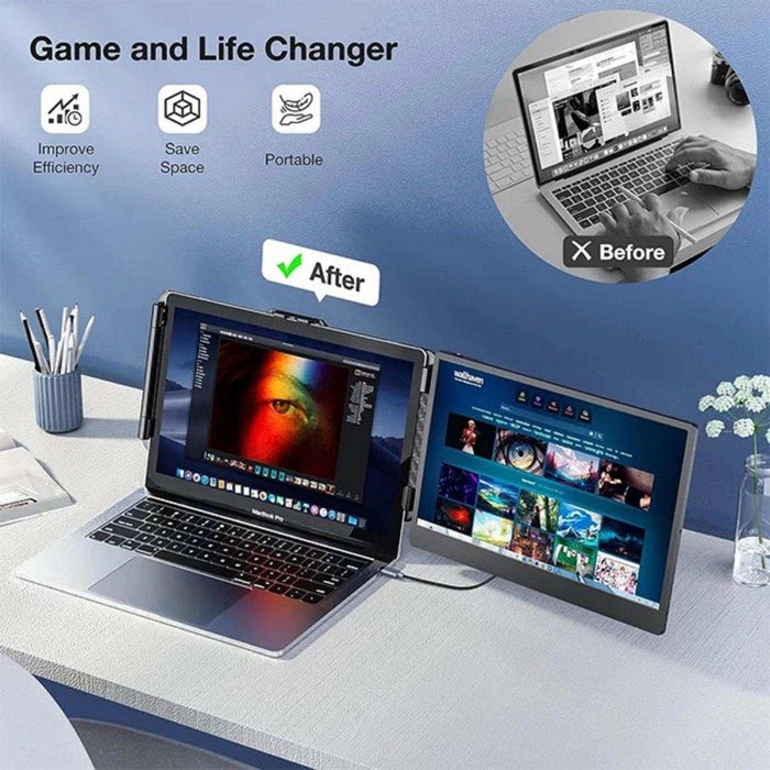TUTT 14” Single Portable Monitor, Dual Screen Extender, Built-in Stand and Speakers, All Devices, S1 - TUTT