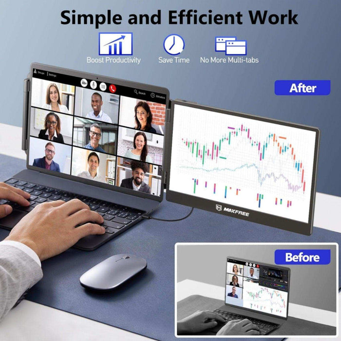 TUTT 14” Single Portable Monitor, Dual Screen Extender, Built-in Stand and Speakers, All Devices, S1 - TUTT