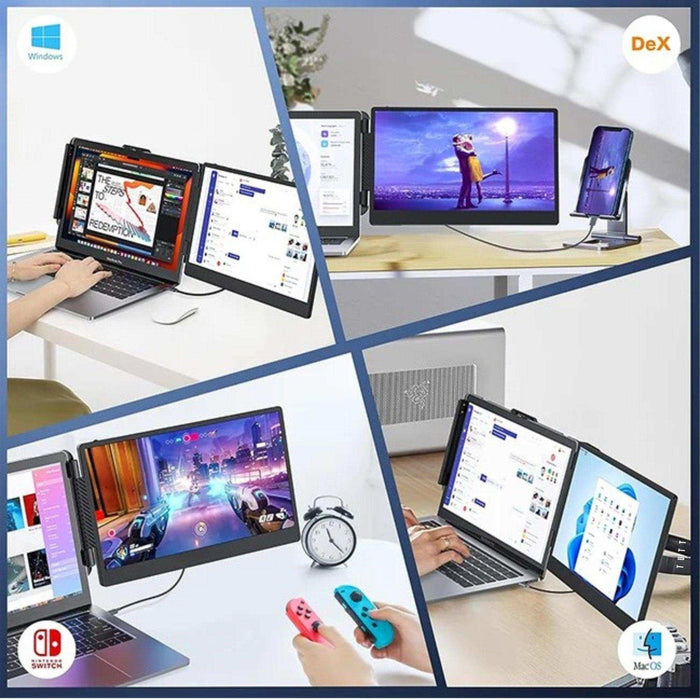 TUTT 14” Single Portable Monitor, Dual Screen Extender, Built-in Stand and Speakers, All Devices, S1 - TUTT