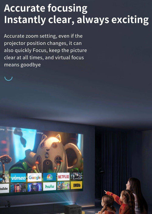 TUTT S24 Ultra Smart Home Theatre Cinematic Projector Auto Focus Keystone & APPs 4K | Android TV WiFi and Bluetooth, Netflix/YouTube Built-in Apps - TUTT