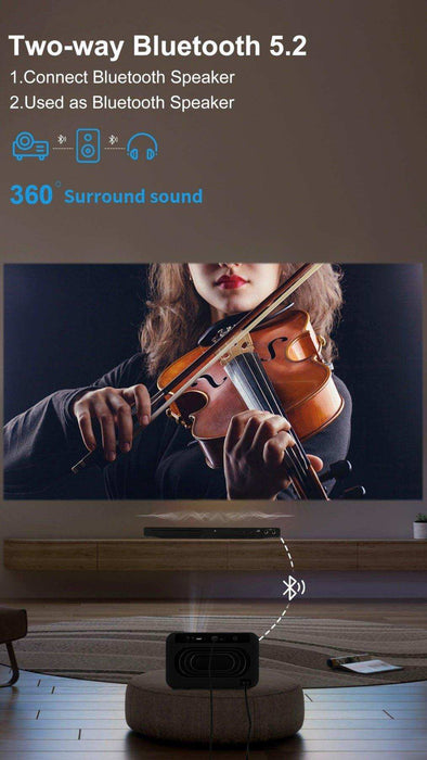 TUTT S24 Ultra Smart Home Theatre Cinematic Projector Auto Focus Keystone & APPs 4K | Android TV WiFi and Bluetooth, Netflix/YouTube Built-in Apps - TUTT