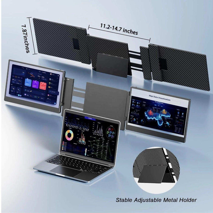 TUTT 14” FHD Portable Monitor – S3 Triple Screen Extender, IPS, Built-in Stand & Speakers | All Devices Compatible with Converter Cable (H5 Included) - TUTT