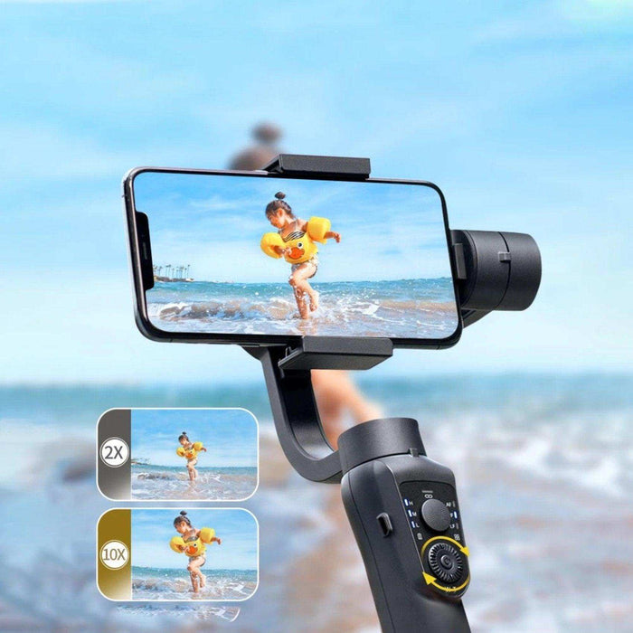 TUTT S5B (Upgraded) 3 Axis Gimbal Stabilizer Automatic Wireless Tripod Selfie Stick with 360° rotation handheld selfies for Smartphone Anti Shake Face Tracking Foldable Video Photo - TUTT