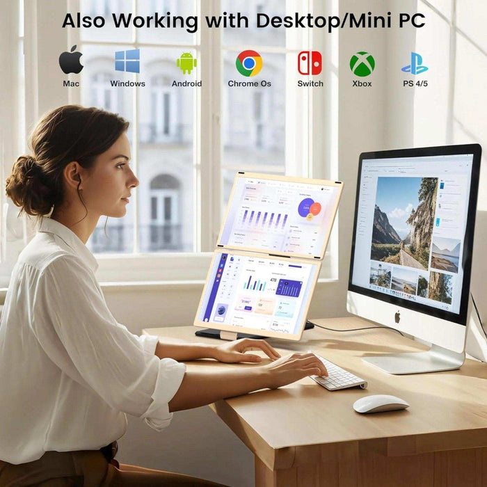 TUTT 15.6” FHD Portable Monitor – S6 Triple Screen Extender, USB-C/HDMI, 7 Viewing Modes | All Devices Compatible with Converter Cable (H5 Included) - TUTT