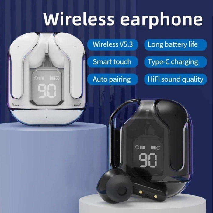 TUTT T6 BT 5.3 Earbuds True Wireless Headset Stereo Headphones In Ear Earphone With Digital Display and Transparent Case. Dual Microphone with Active Noise Cancelling Technology - TUTT