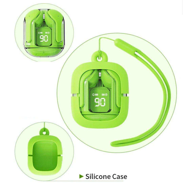 TUTT T6 BT 5.3 Earbuds True Wireless Headset Stereo Headphones In Ear Earphone With Digital Display and Transparent Case. Dual Microphone with Active Noise Cancelling Technology - TUTT