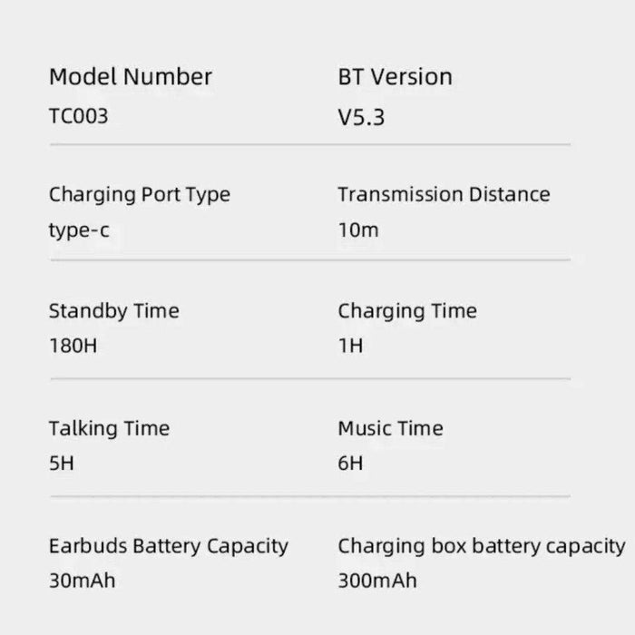 TUTT T6 BT 5.3 Earbuds True Wireless Headset Stereo Headphones In Ear Earphone With Digital Display and Transparent Case. Dual Microphone with Active Noise Cancelling Technology - TUTT