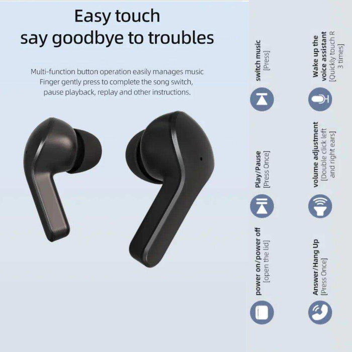 TUTT T6 BT 5.3 Earbuds True Wireless Headset Stereo Headphones In Ear Earphone With Digital Display and Transparent Case. Dual Microphone with Active Noise Cancelling Technology - TUTT