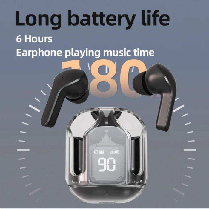 TUTT T6 BT 5.3 Earbuds True Wireless Headset Stereo Headphones In Ear Earphone With Digital Display and Transparent Case. Dual Microphone with Active Noise Cancelling Technology - TUTT