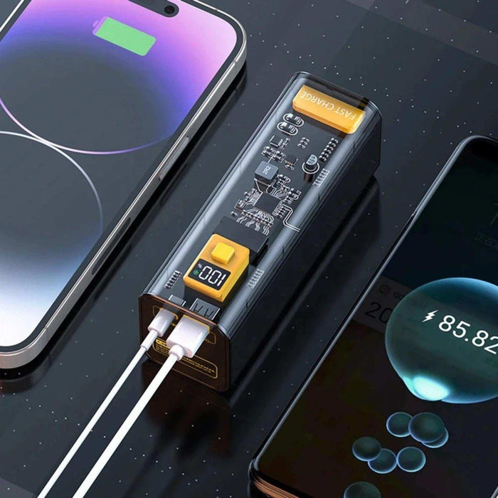 TUTT Transparent High capacity 40000 mAh Power Bank Portable digital display Fast charger Powerbank - TUTT