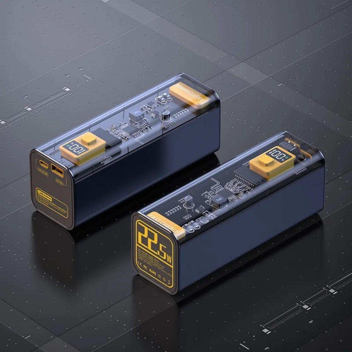 TUTT Transparent High capacity 40000 mAh Power Bank Portable digital display Fast charger Powerbank - TUTT