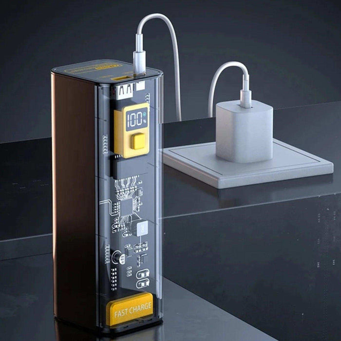 TUTT Transparent High capacity 40000 mAh Power Bank Portable digital display Fast charger Powerbank - TUTT