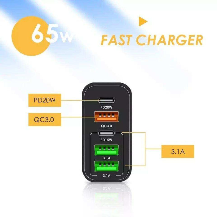 TUTT Travel & Charging Kit | 10000mah Power Bank | Universal Travel Adapter 3 Global Plugs | Wireless Charging | 65 & 30W Charger 3 in 1 Cable | Waterproof Hard Shell Bag EU,UK,AUS - TUTT