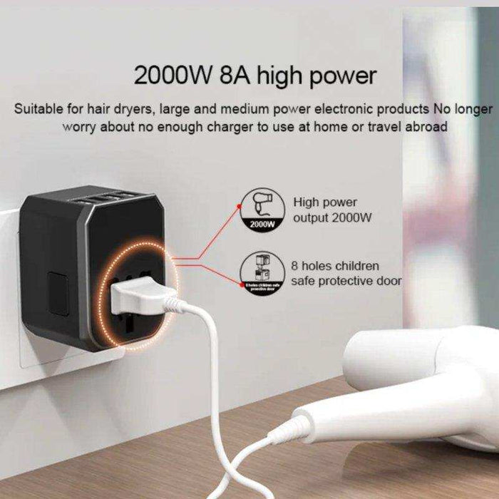 TUTT Travel & Charging Kit | 10000mah Power Bank | Universal Travel Adapter 3 Global Plugs | Wireless Charging | 65 & 30W Charger 3 in 1 Cable | Waterproof Hard Shell Bag EU,UK,AUS - TUTT