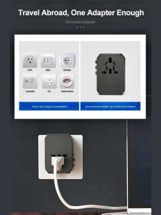 TUTT Travel & Charging Kit | 10000mah Power Bank | Universal Travel Adapter 3 Global Plugs | Wireless Charging | 65 & 30W Charger 3 in 1 Cable | Waterproof Hard Shell Bag EU,UK,AUS - TUTT