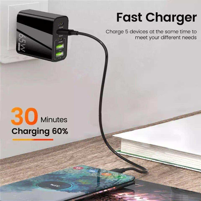 TUTT Travel & Charging Kit | 10000mah Power Bank | Universal Travel Adapter 3 Global Plugs | Wireless Charging | 65 & 30W Charger 3 in 1 Cable | Waterproof Hard Shell Bag EU,UK,AUS - TUTT