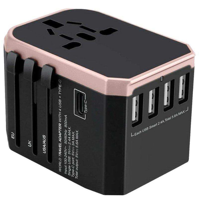 TUTT Travel Essentials | Universal Travel Adapter 180+ Countries Adaptateur International Kit 4 USB+Type-C US UK EU Australia - TUTT