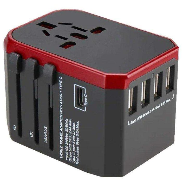 TUTT Travel Essentials | Universal Travel Adapter 180+ Countries Adaptateur International Kit 4 USB+Type-C US UK EU Australia - TUTT