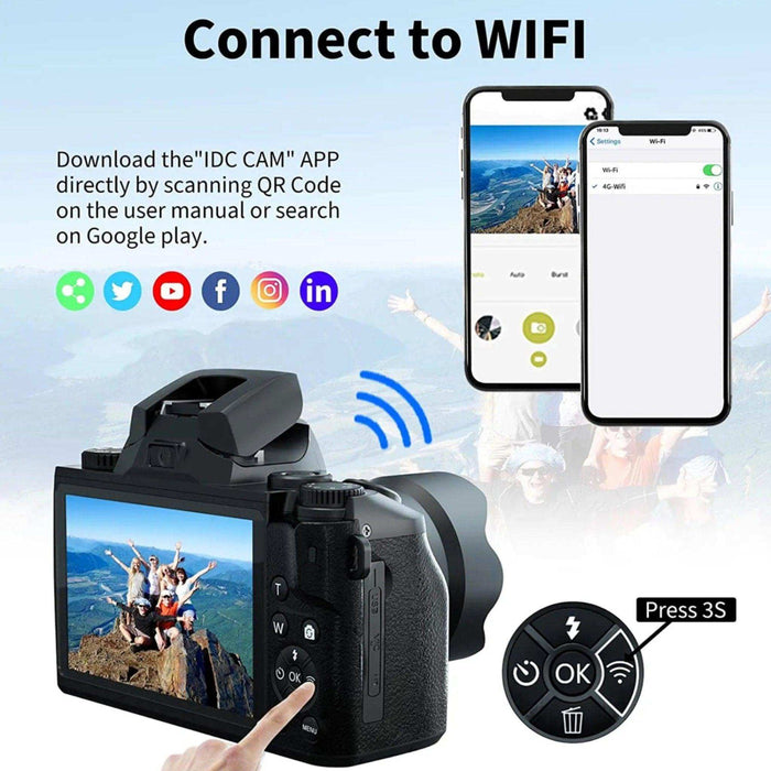 TUTT 64MP Digital Camera and Camcorder 4K/60fps Mirrorless | Dual Camera for Selfie Vlogging W5 | Premium Combo + 128GB SanDisk - TUTT