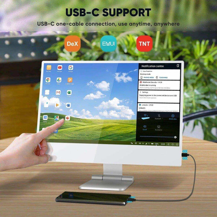 TUTT 16” Portable Touchscreen Monitor FHD IPS | Stand & Case | Built-in Speaker | Aluminum Frame - TUTT