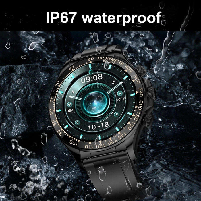 TUTT Classic Smartwatch for Men Metal Case | 1.55'' Large HD Screen IP67 Tactical Smart Watch with BT Call Pedometer Straps (Leather Metal) X108 - TUTT