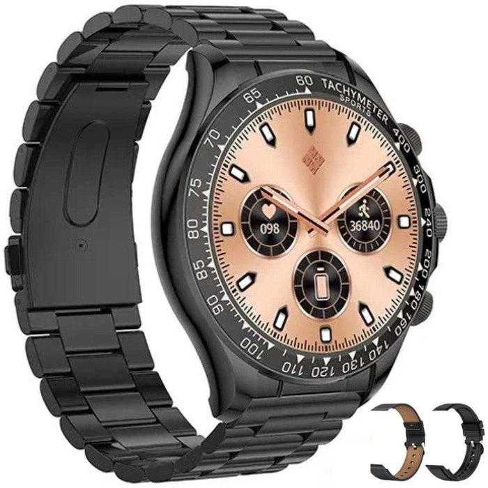 TUTT X108 Classic Metal Case Rugged Military Smart Watch Men | 1.55'' Large HD Screen IP67 Tactical SmartWatch with BT Call Pedometer Sport Modes 2 Straps (Leather Metal) - TUTT